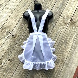 NEW 18”W Sheer Fabric Apron Magenta horror show maids apron White apron costume